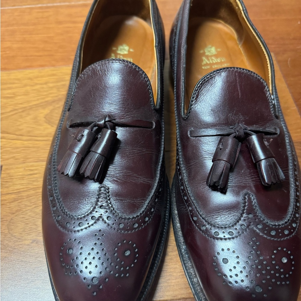 Alden Brown Loafers with Tassels and Brogue Detailing